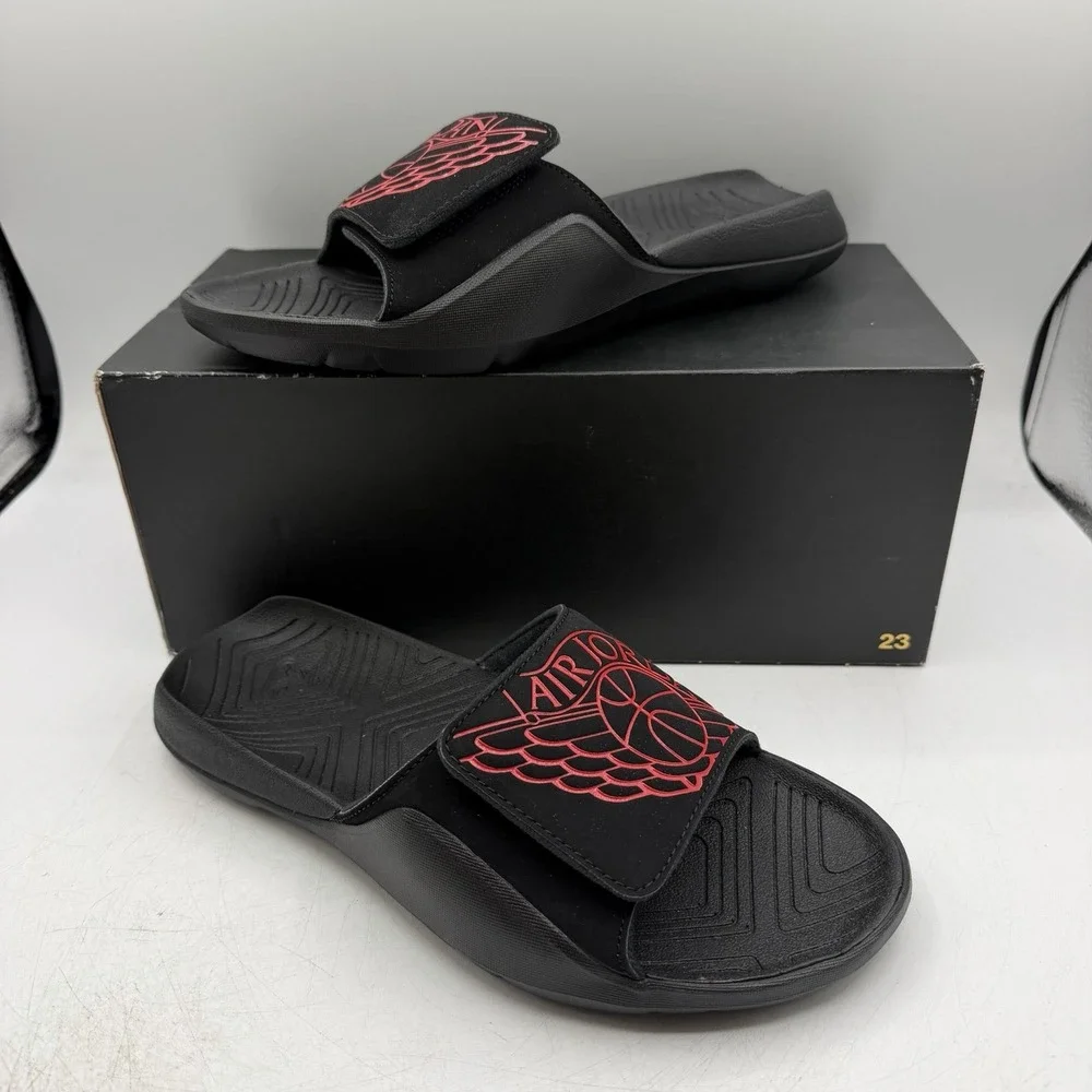 Nike Air Jordan Hydro 7 Slides Mens Sz 8 Black University Red Sandals AA2517-062